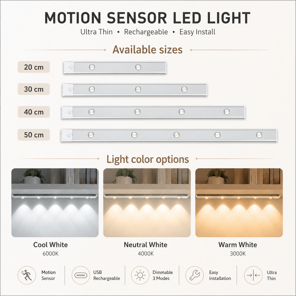 Rechargeable Motion Sensor Cabinet Light