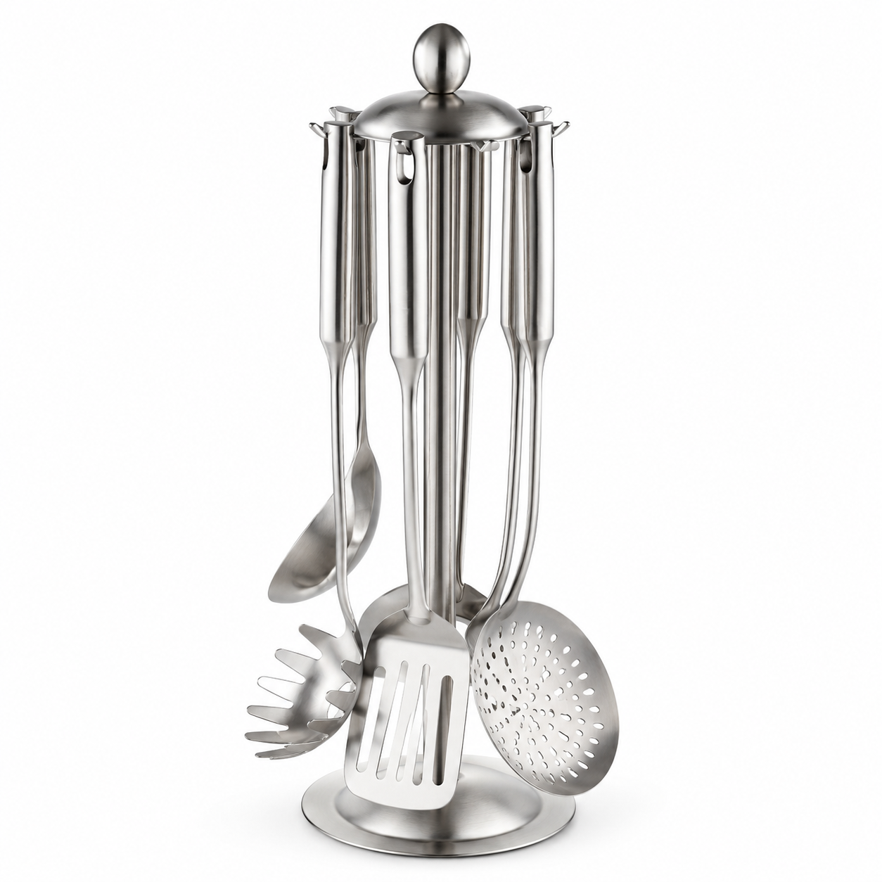Stainless Steel Rotating Kitchen Utensil Rack Set